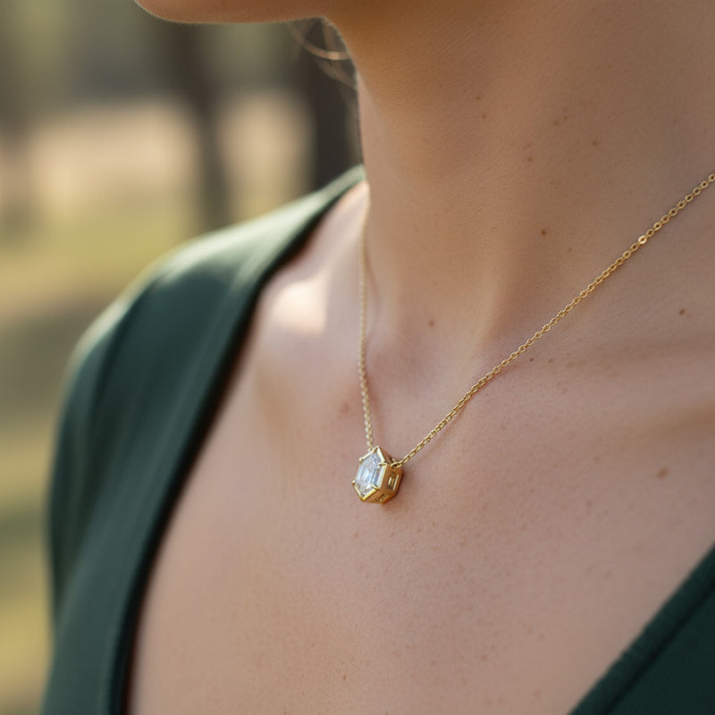 Hexagon Cut 1.00ct Diamond Necklace