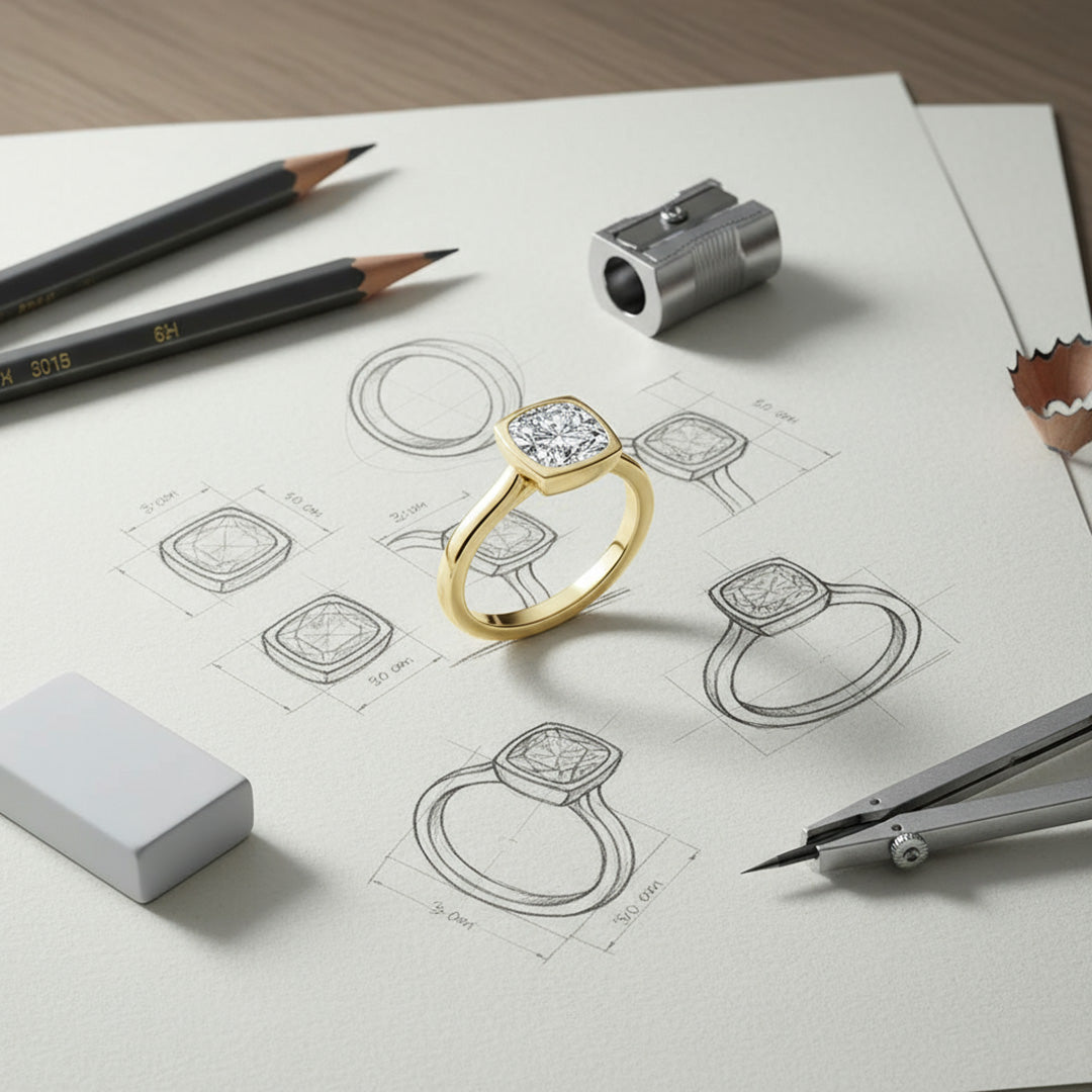 Bezel Set 2.00ct Cushion Cut Diamond Ring