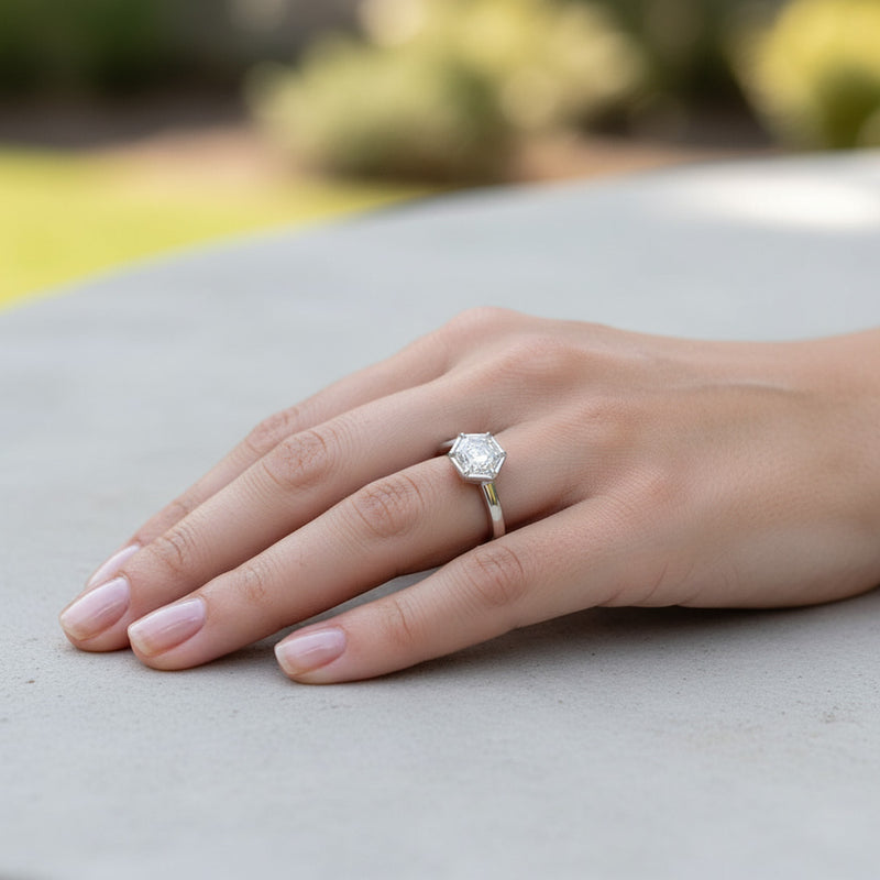 Hexagon 1.00ct Diamond solitaire ring