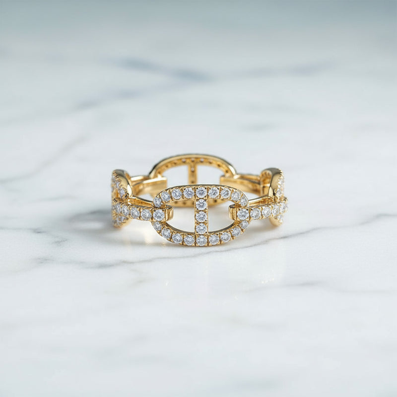 Diamond Chain Link Wedding Band