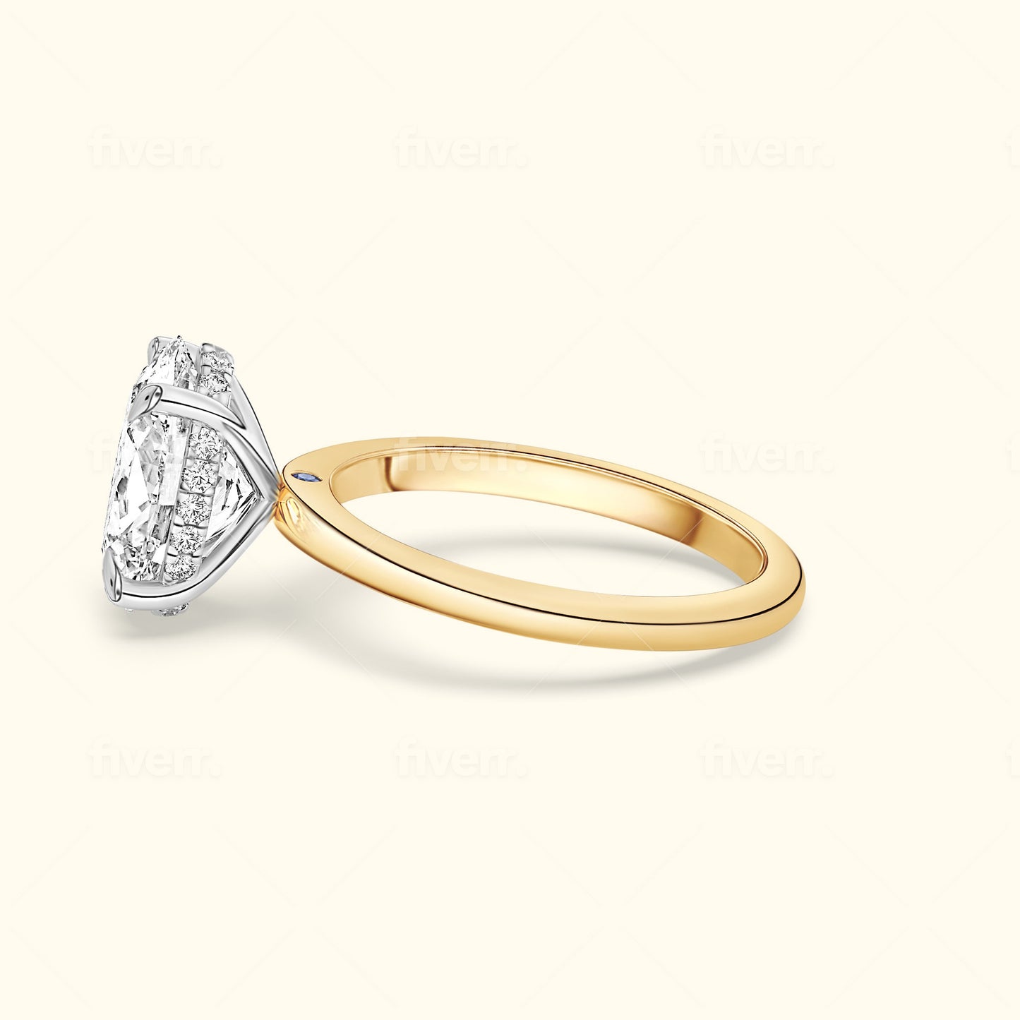 Elegant diamond engagement ring with a yellow gold band and a sparkling white diamond setting.