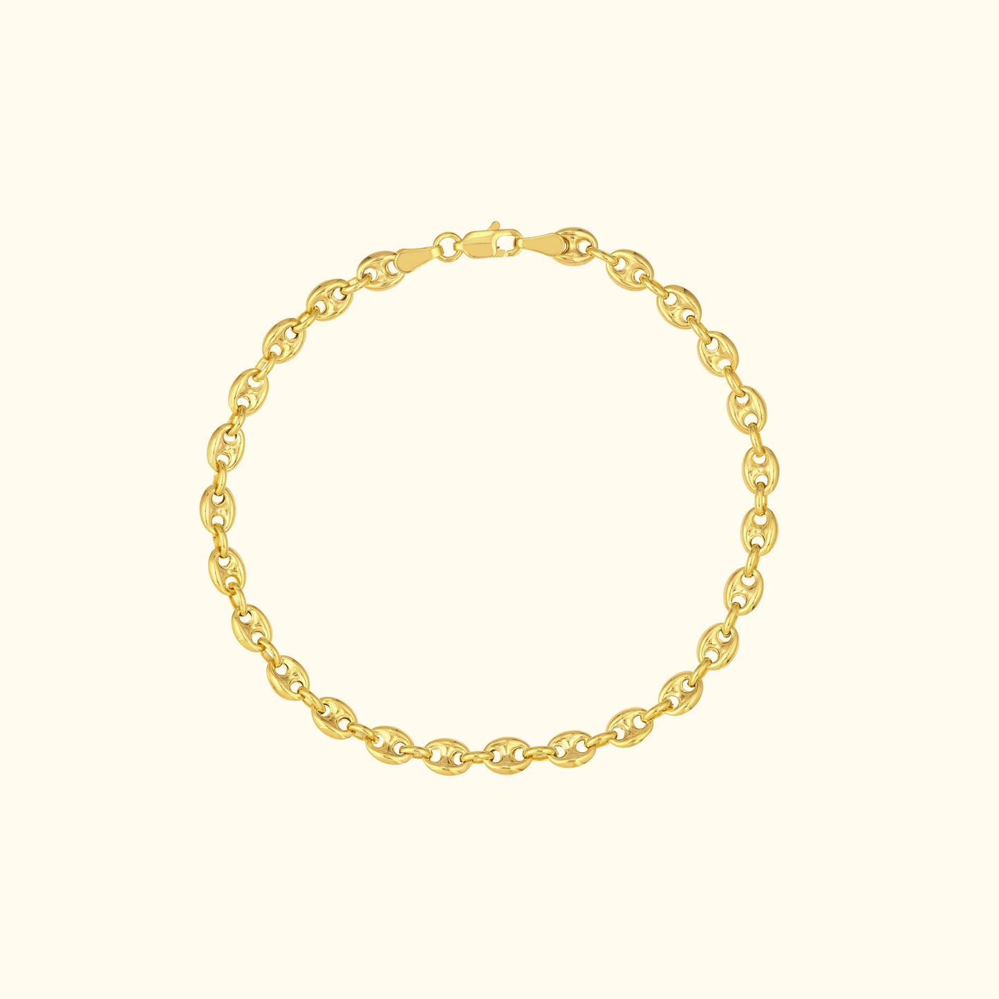 Gold Puff Mariner Chain Bracelet