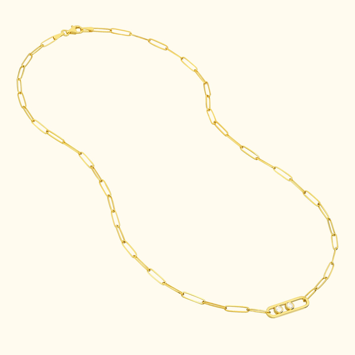 Twin Diamond Paper Clip Necklace