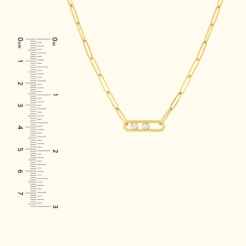 Twin Diamond Paper Clip Necklace
