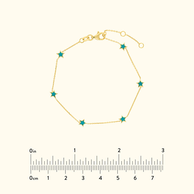 Teal Enamel Star Station Bracelet