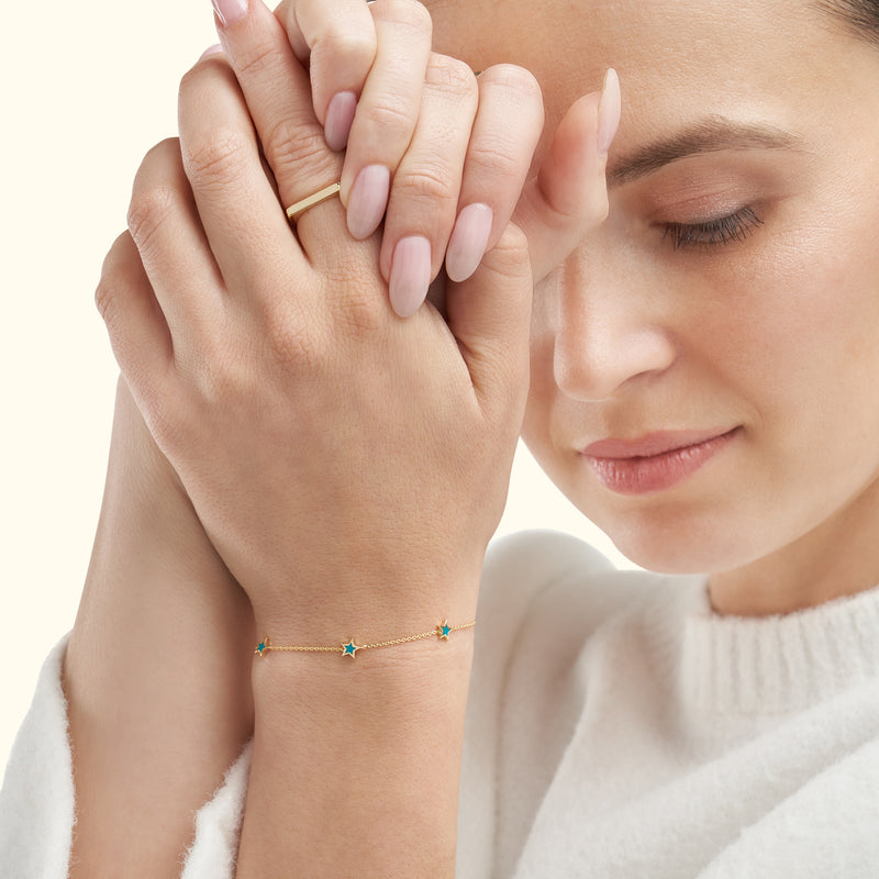 Teal Enamel Star Station Bracelet