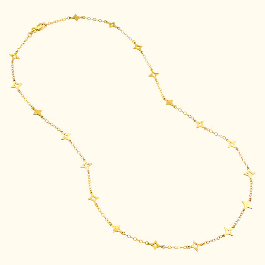 Mixed Star Station Curb Chain Necklace