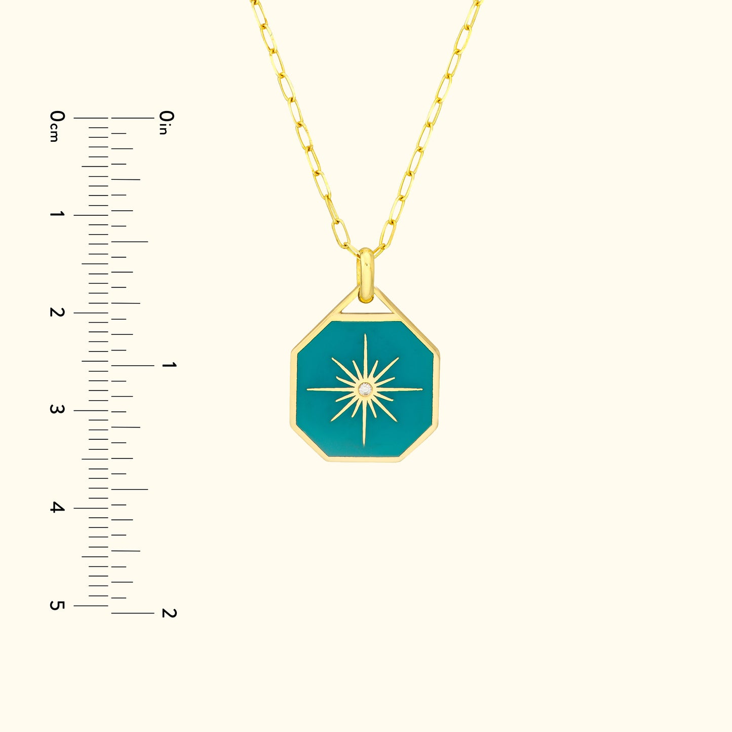 Teal Enamel Star Octagon Medallion Necklace