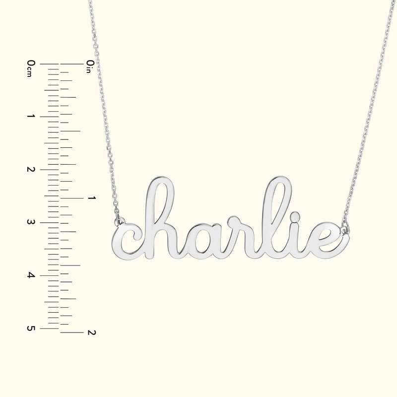 Whimsical Doodle Nameplate Necklace in Yellow Gold