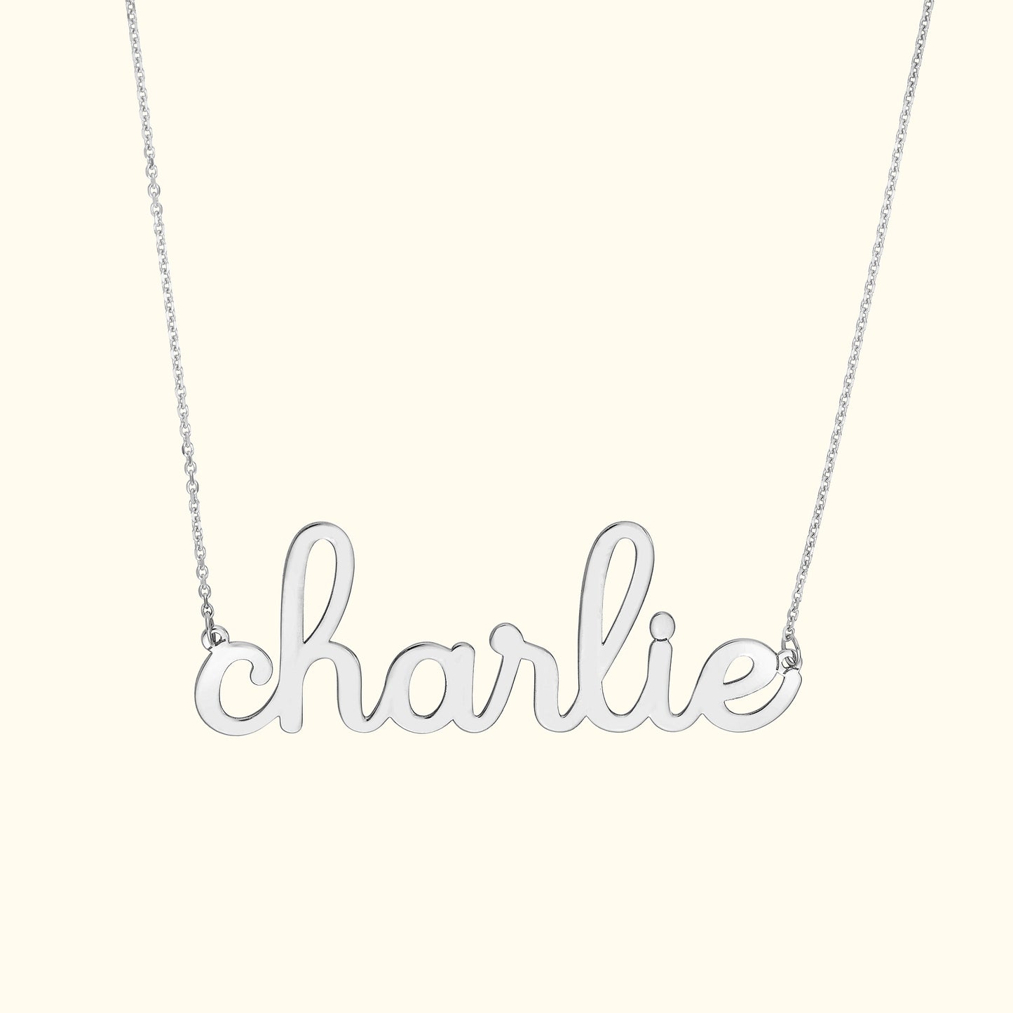 Whimsical Doodle Nameplate Necklace in Yellow Gold