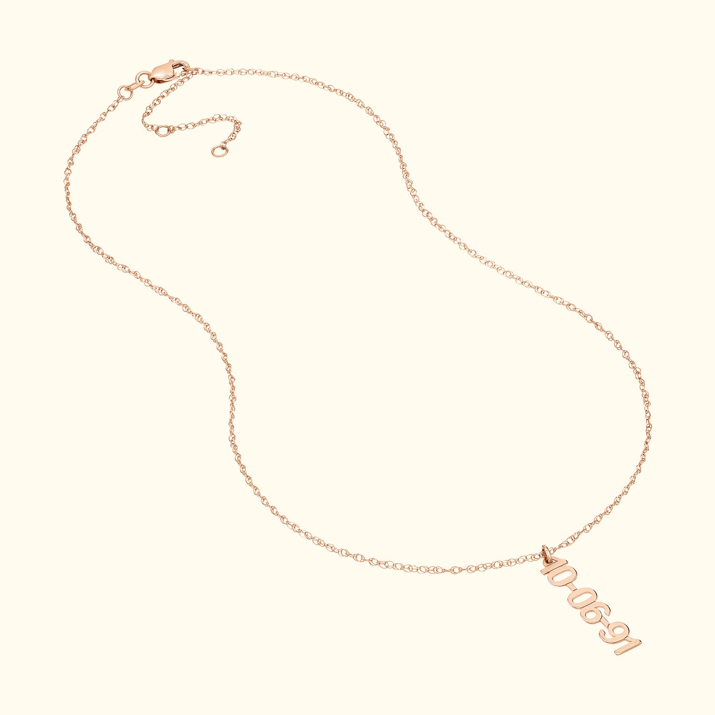 Vertical Gold Numeral Necklace - Block Design
