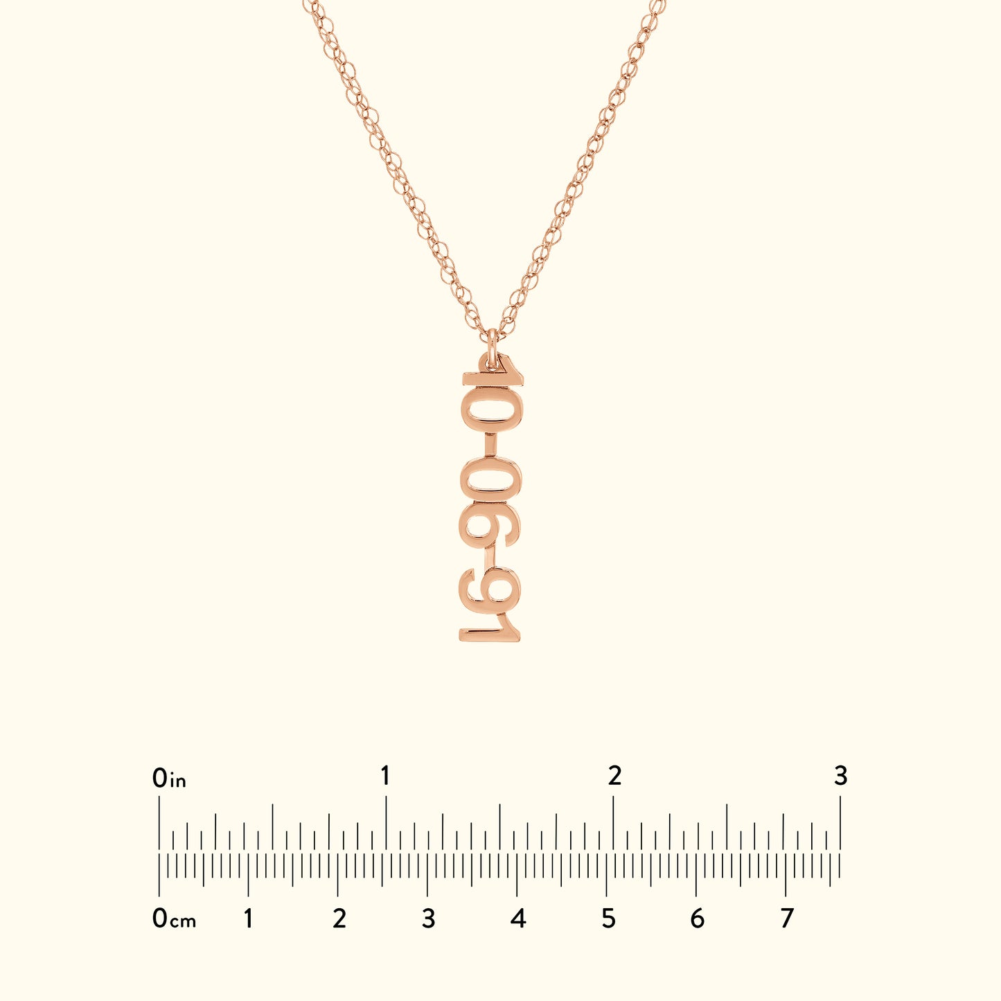 Vertical Gold Numeral Necklace - Block Design