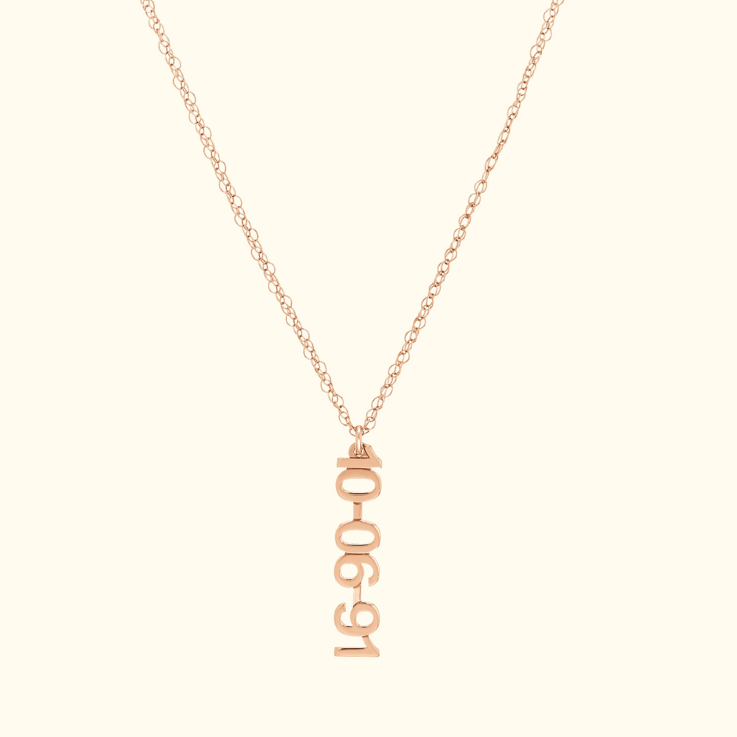 Vertical Gold Numeral Necklace - Block Design