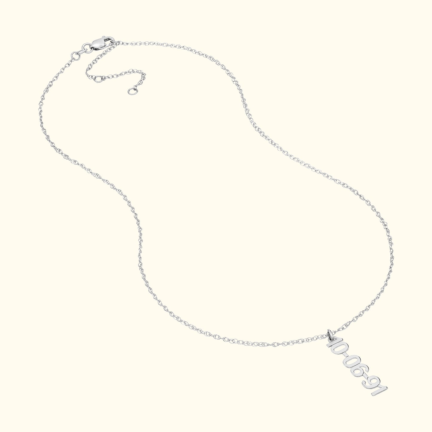 Vertical Gold Numeral Necklace - Block Design