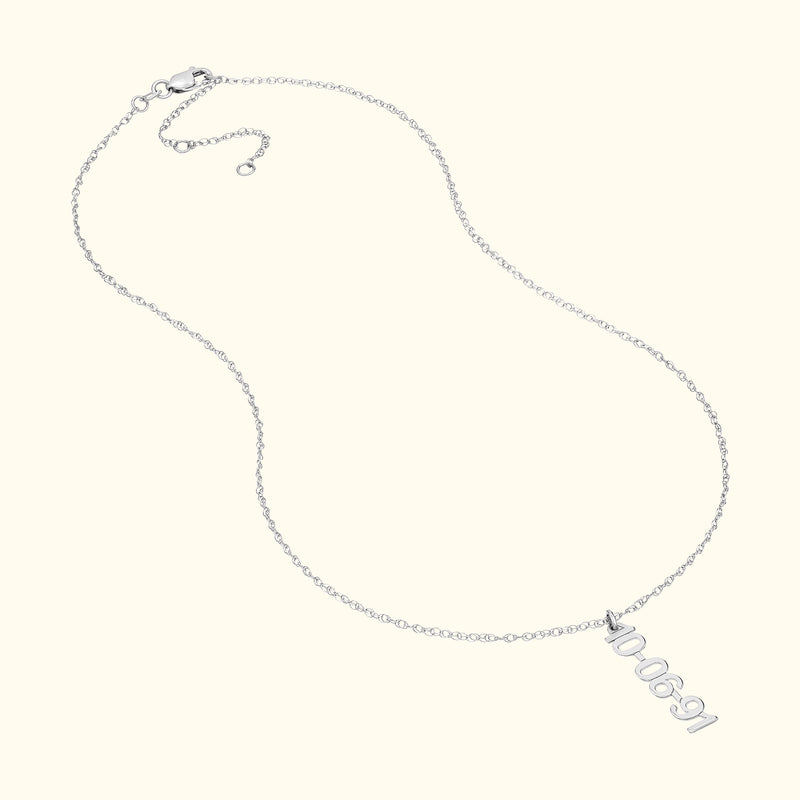 Vertical Gold Numeral Necklace - Block Design