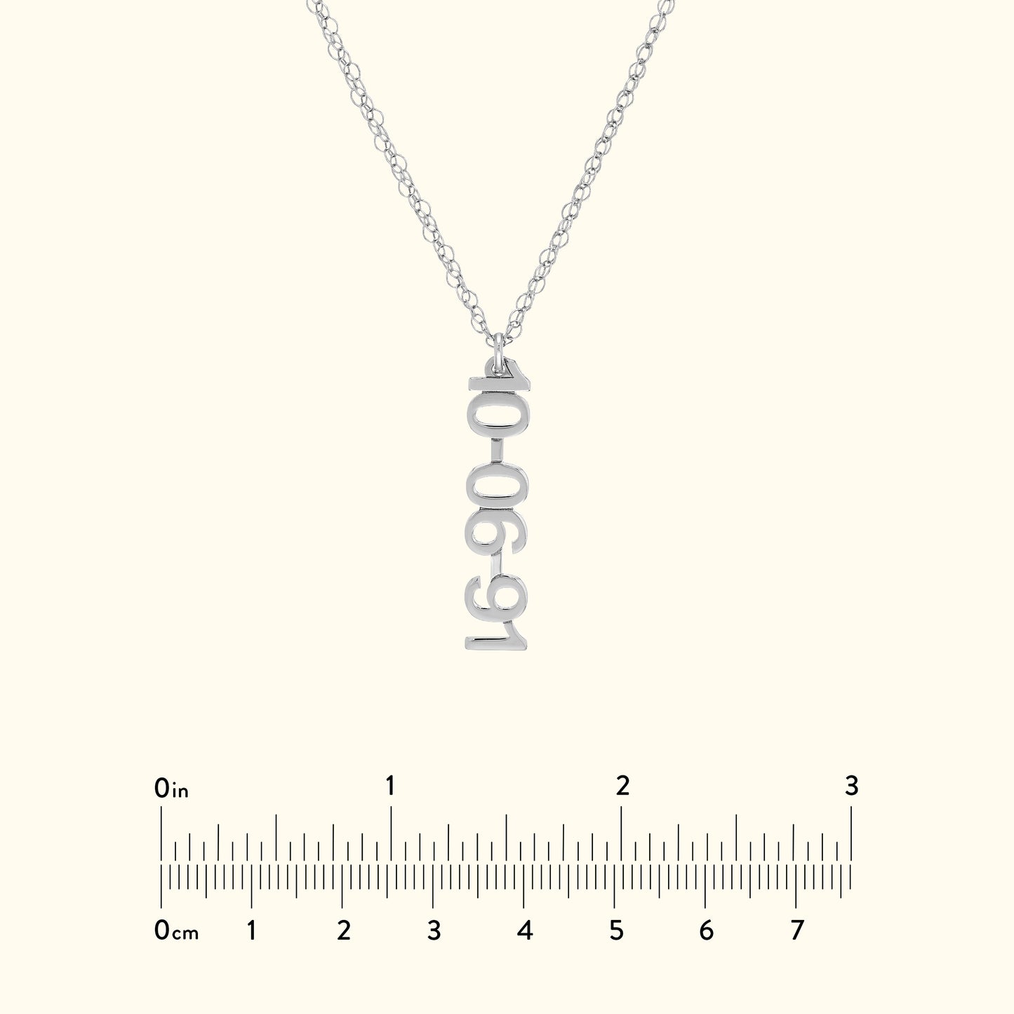 Vertical Gold Numeral Necklace - Block Design
