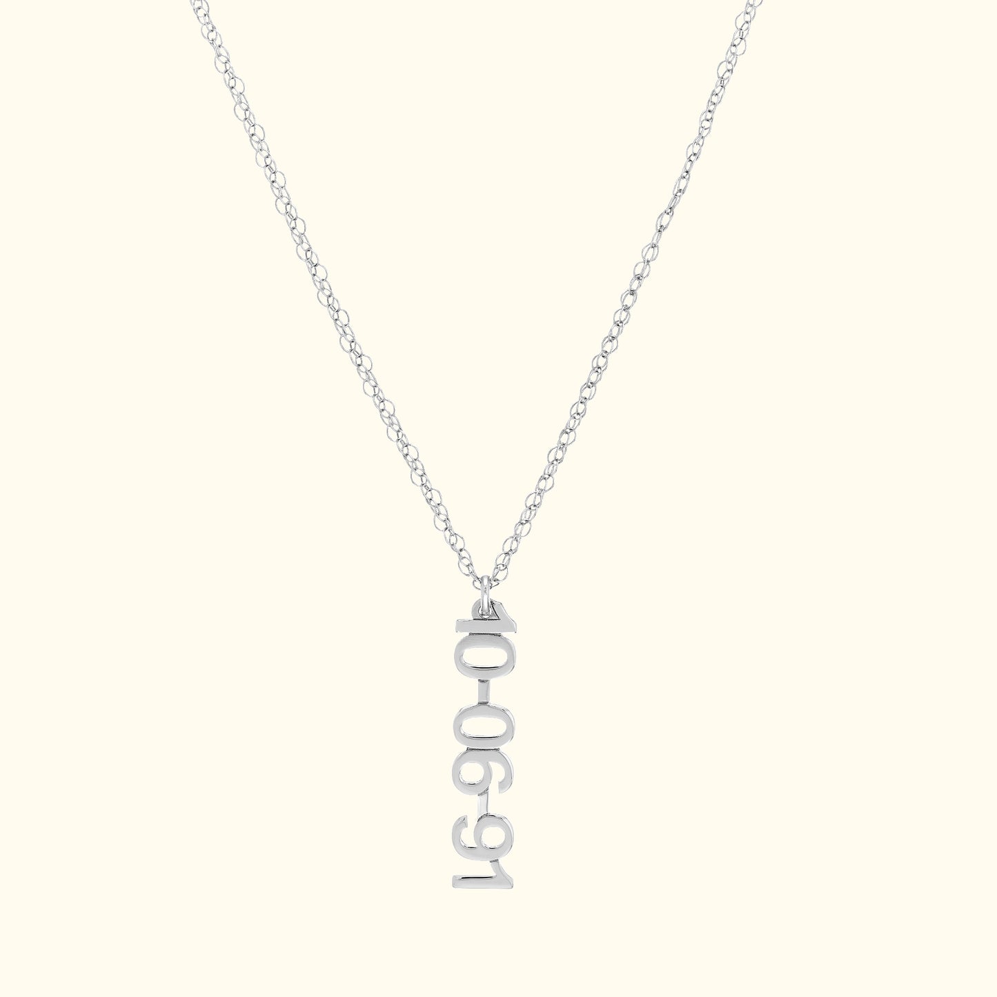 Vertical Gold Numeral Necklace - Block Design