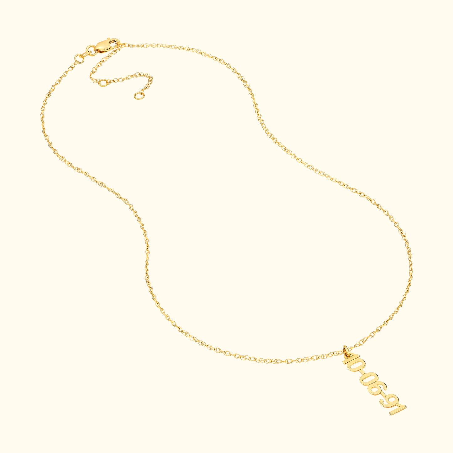Vertical Gold Numeral Necklace - Block Design
