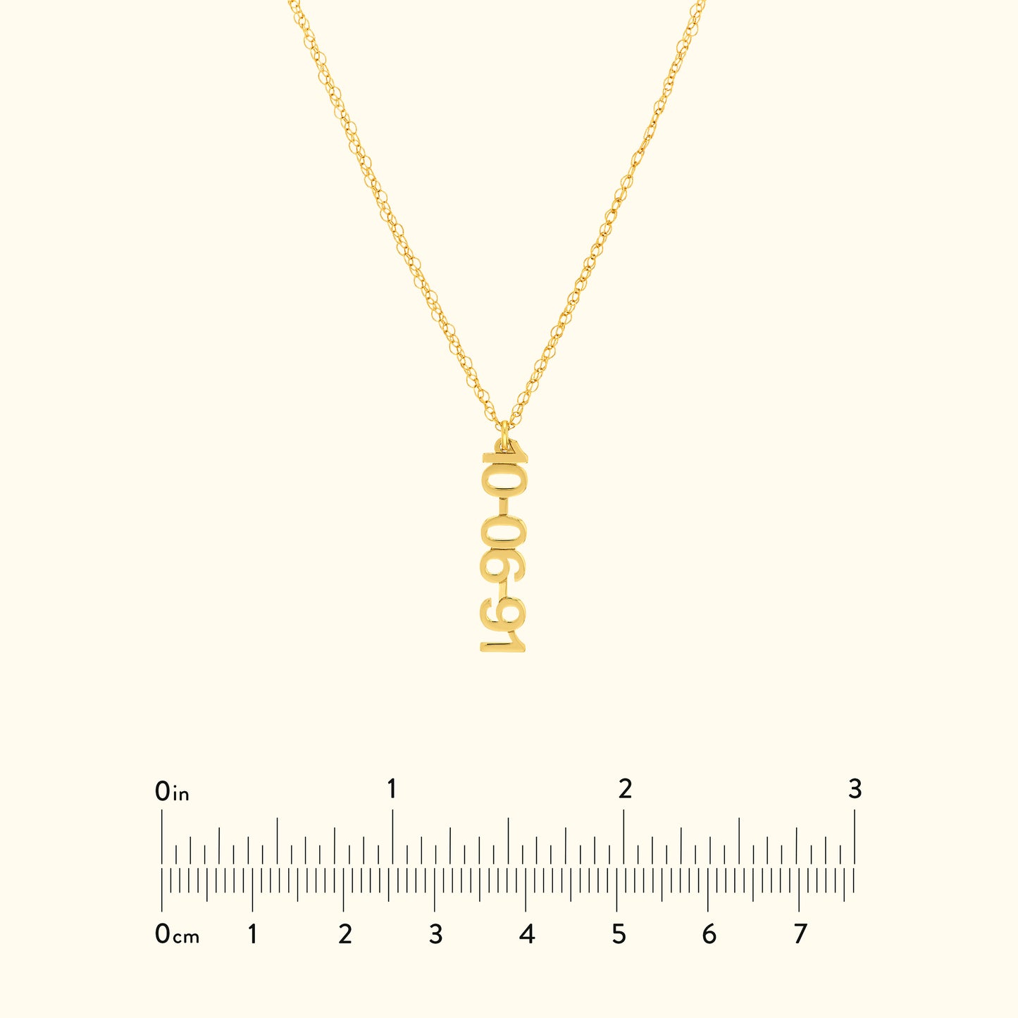 Vertical Block Numeral Necklace