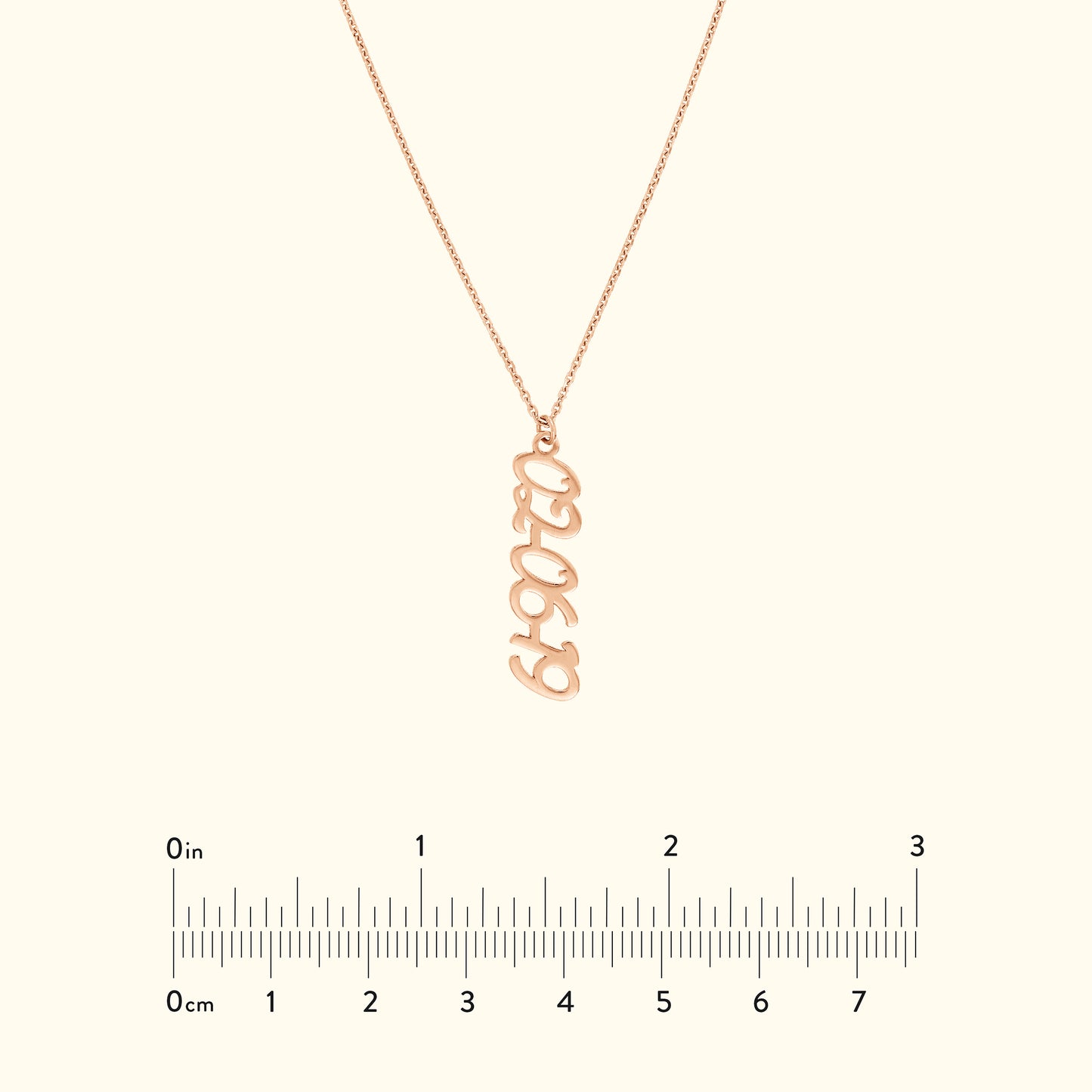 Vertical Script Numeral Necklace ( 7mm)