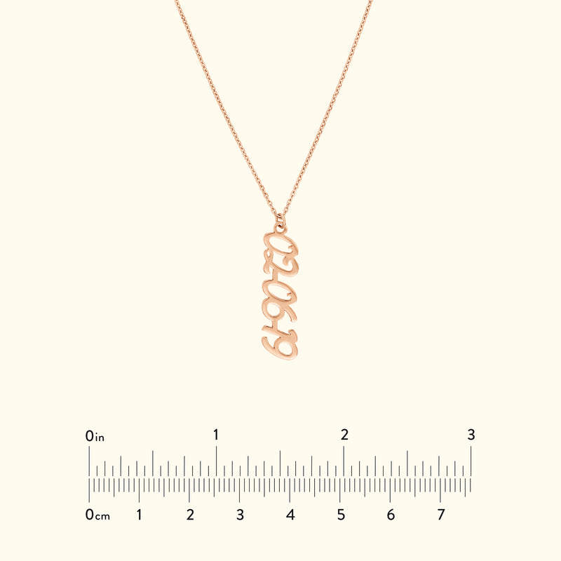 Vertical Script Numeral Necklace ( 7mm)