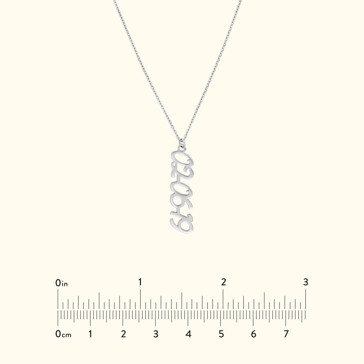 Vertical Script Numeral Necklace ( 7mm)