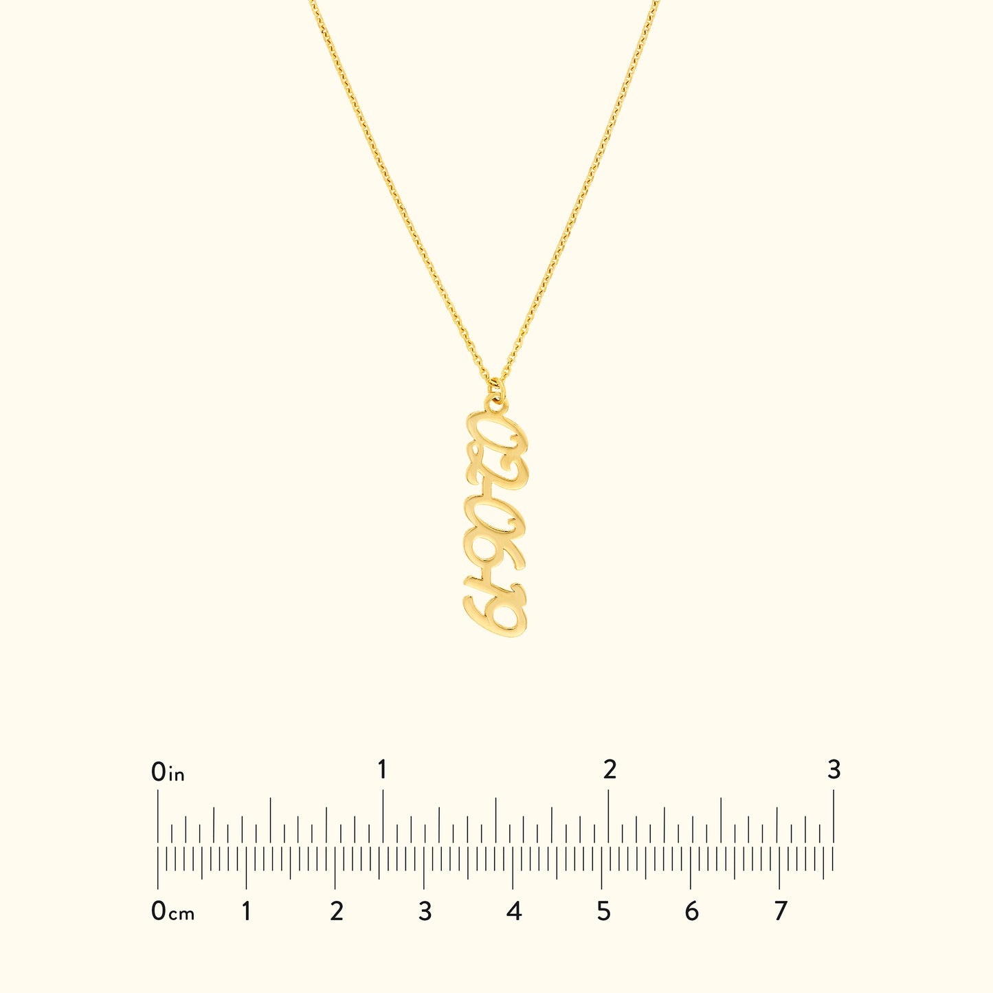 Vertical Script Numeral Necklace ( 7mm)