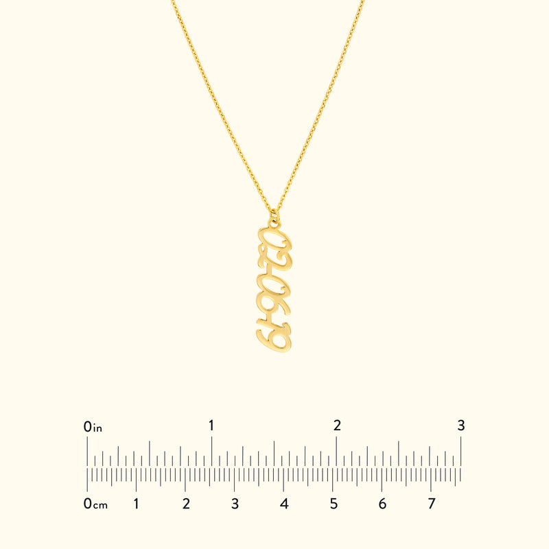 Vertical Script Numeral Necklace ( 7mm)