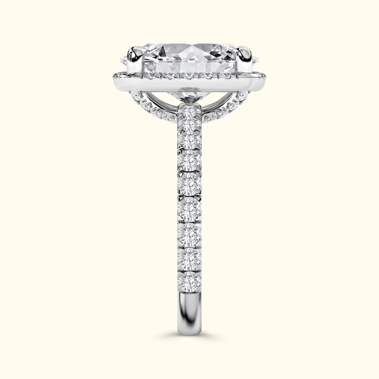 Elegant solitaire ring with a large central diamond and smaller diamonds along the band.