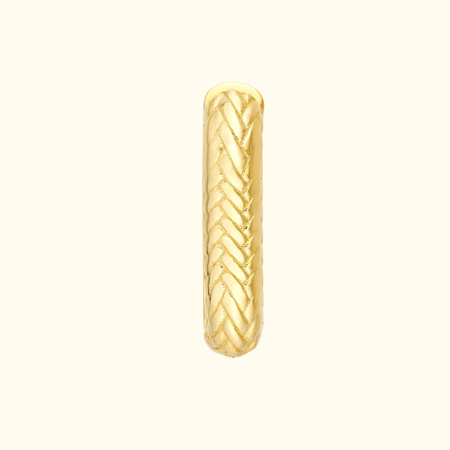 Solid gold band with a braided texture, set against a neutral background.
