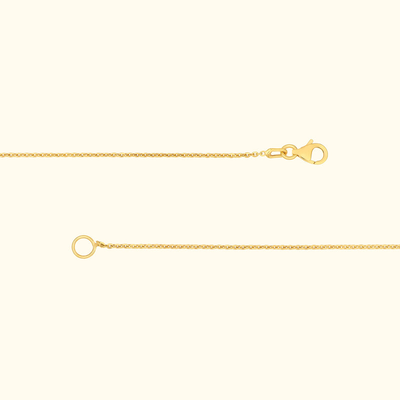 Elegant gold chain necklace featuring a lobster clasp and a circular loop.