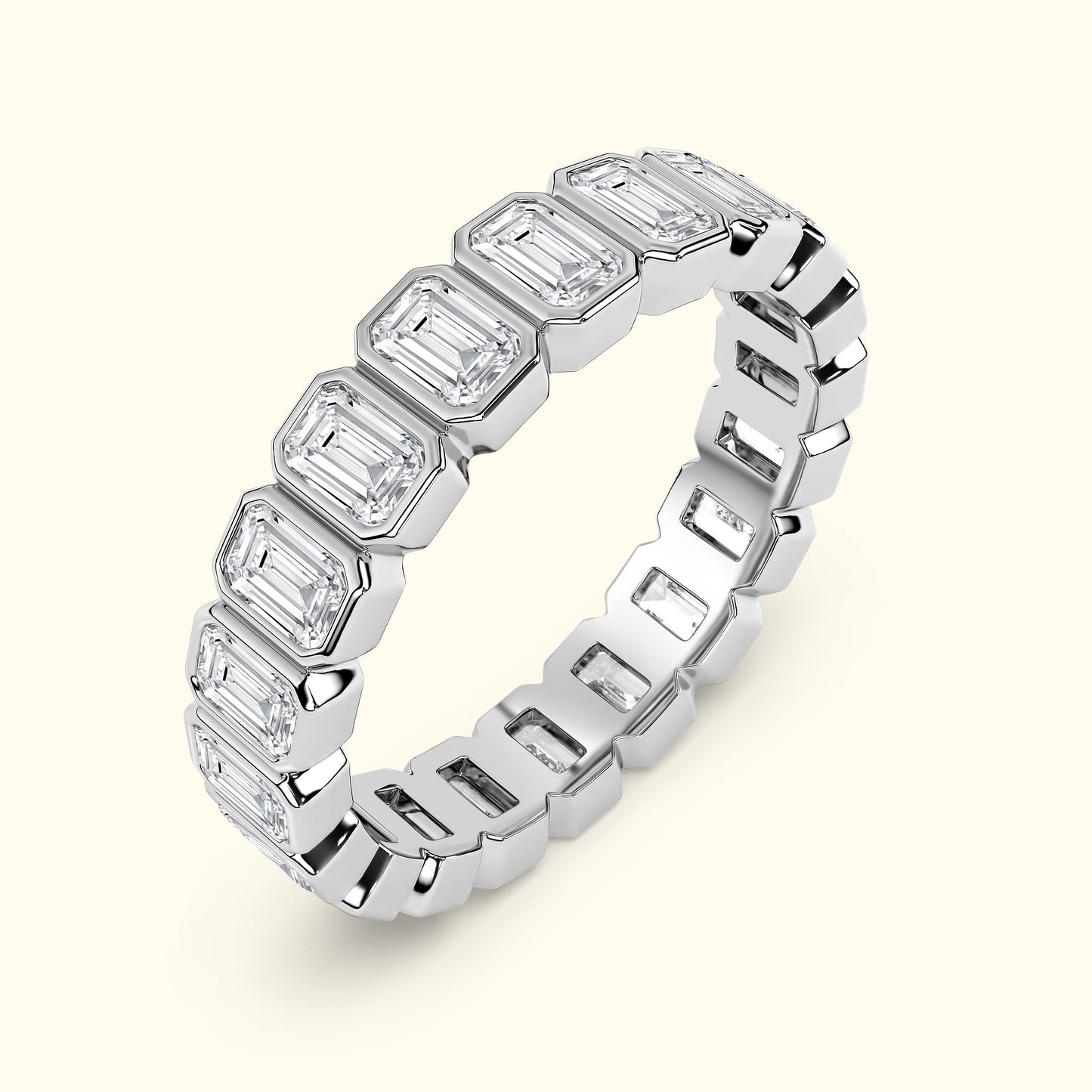 'Leslie' 2.50ct Emerald Cut Bezel Set Eternity Band
