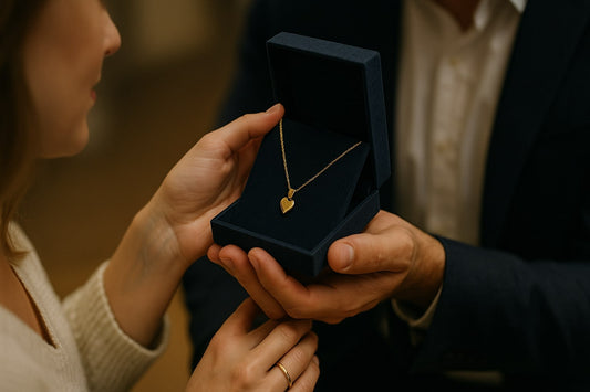 Heart gold necklace as a wedding anniversary gift