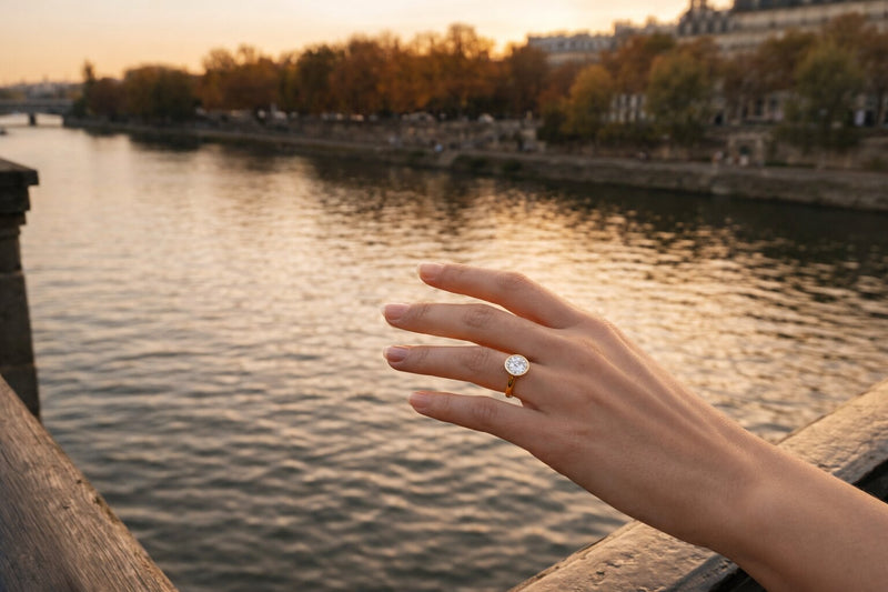 Bezel Set Diamond Cut Ring captured in the romantic scene
