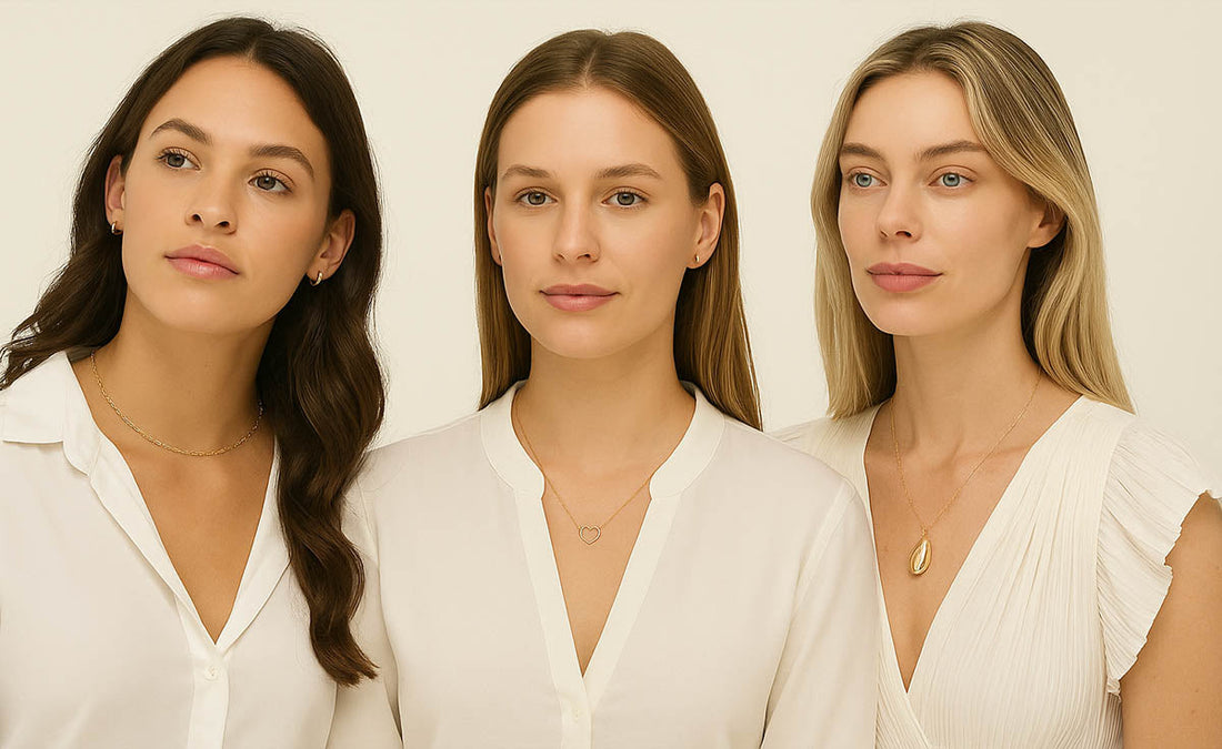 Three different necklace lengths