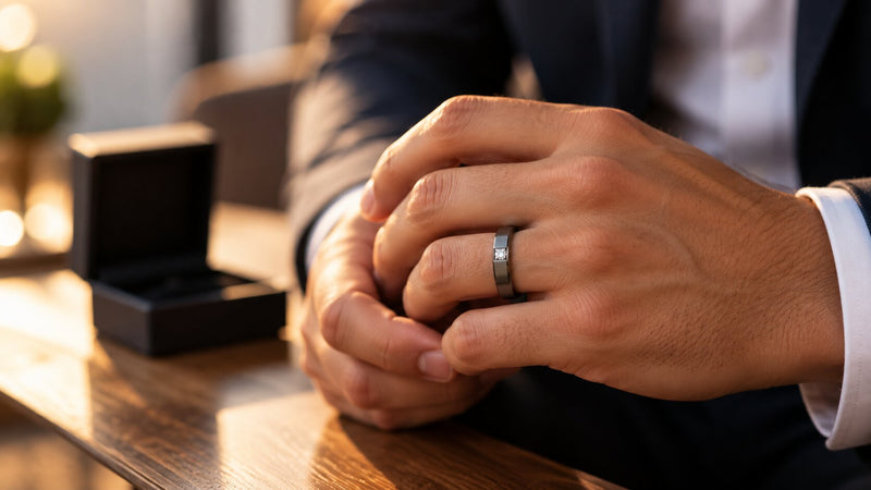 Man is wearing an engagement ring