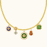 Snake Bail Diamond and Emerald Clover Pendant