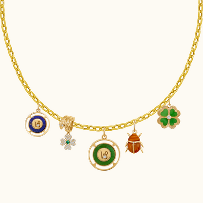 Snake Bail Diamond and Emerald Clover Pendant