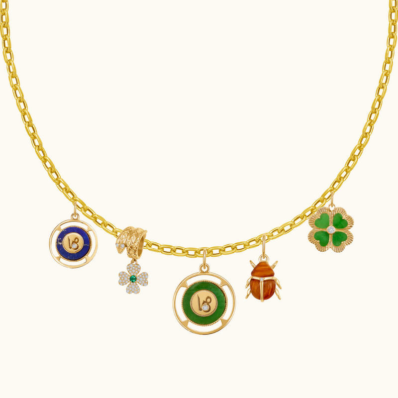Snake Bail Diamond and Emerald Clover Pendant