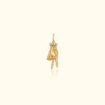 Diamond Peace Sign Hand Pendant
