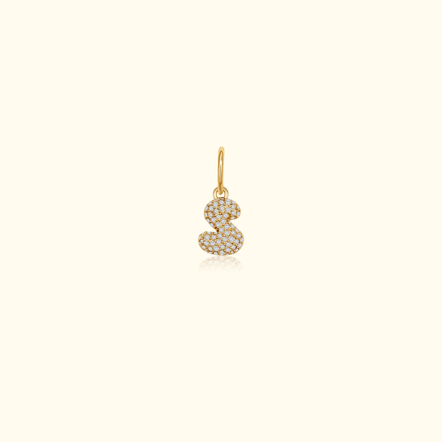 Diamond Puff 'S' Initial Pendant