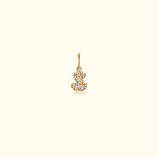Diamond Puff 'S' Initial Pendant