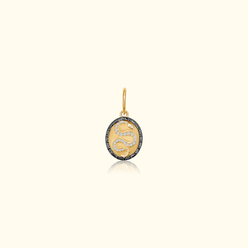 Diamond Snake Oval Pendant