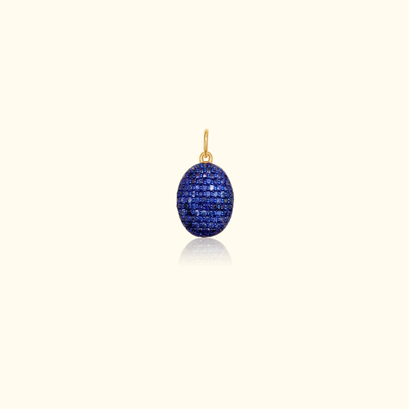 50/50 Diamond and Sapphire Oval Puff Pendant