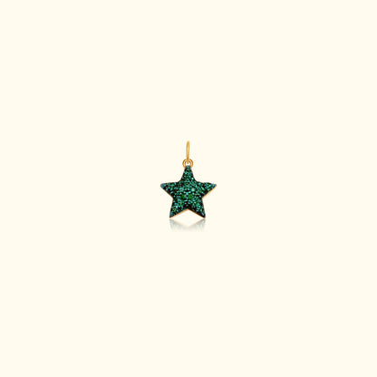 50/50 Diamond and Emerald Puff Star Pendant