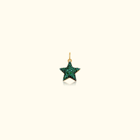 50/50 Diamond and Emerald Puff Star Pendant