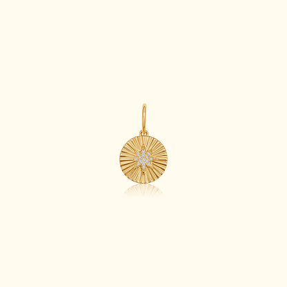 Diamond Fluted Starburst Disc Locket Pendant