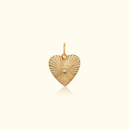 Fluted Diamond Bezel Heart Pendant