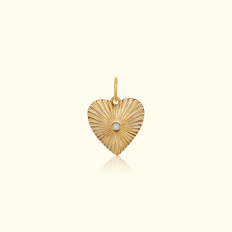 Fluted Diamond Bezel Heart Pendant
