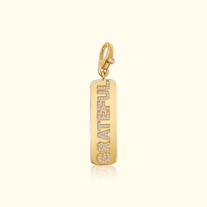 Diamond 'Grateful' Dog Tag Pendant